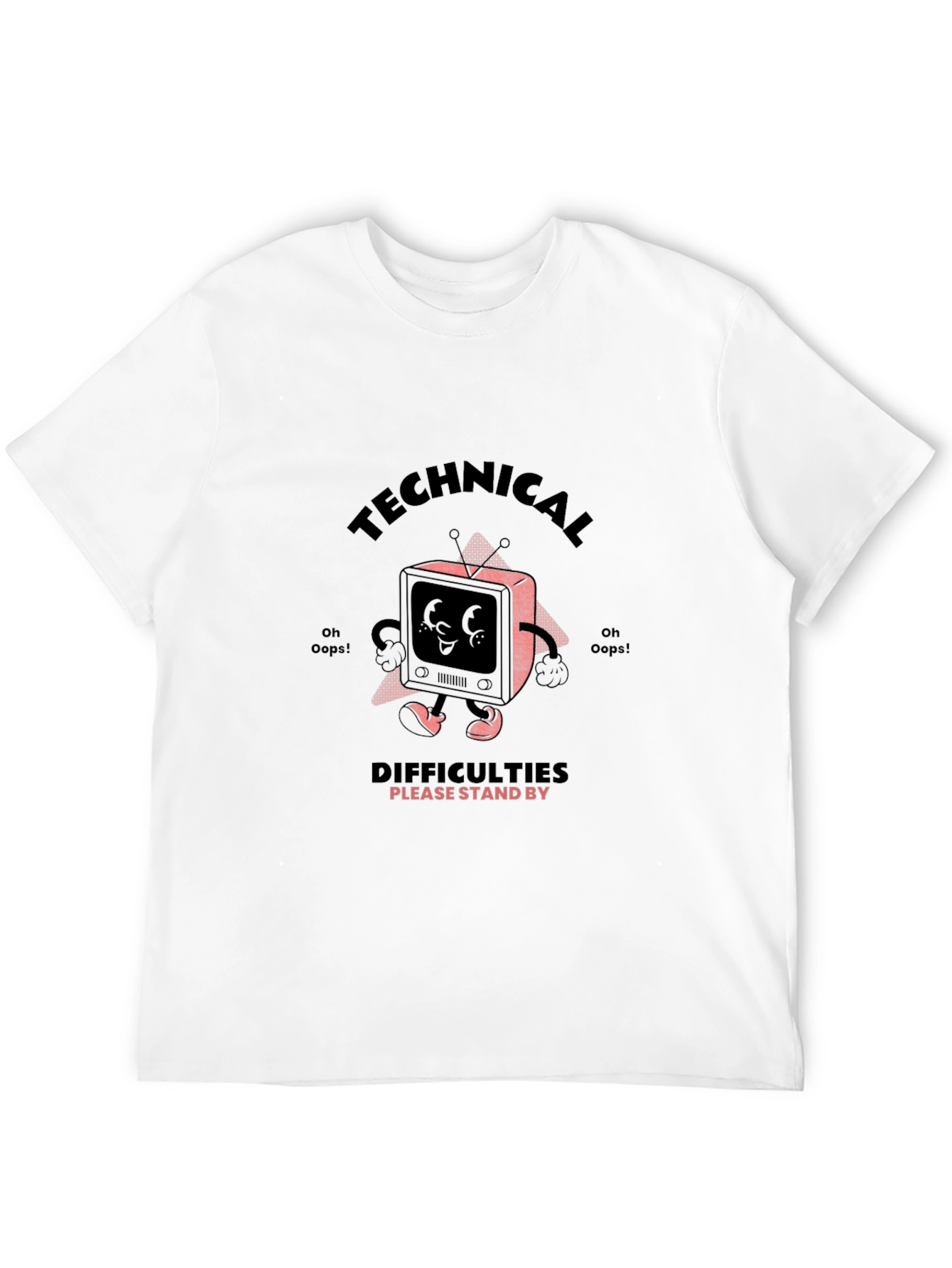Camiseta Negra con Diseño Retro Technical Difficulties