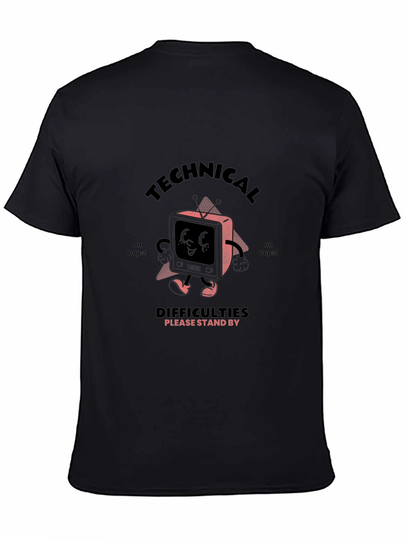 Camiseta Negra con Diseño Retro Technical Difficulties