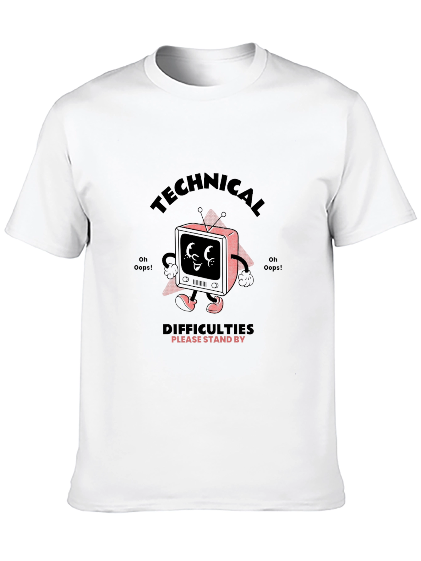 Camiseta Negra con Diseño Retro Technical Difficulties