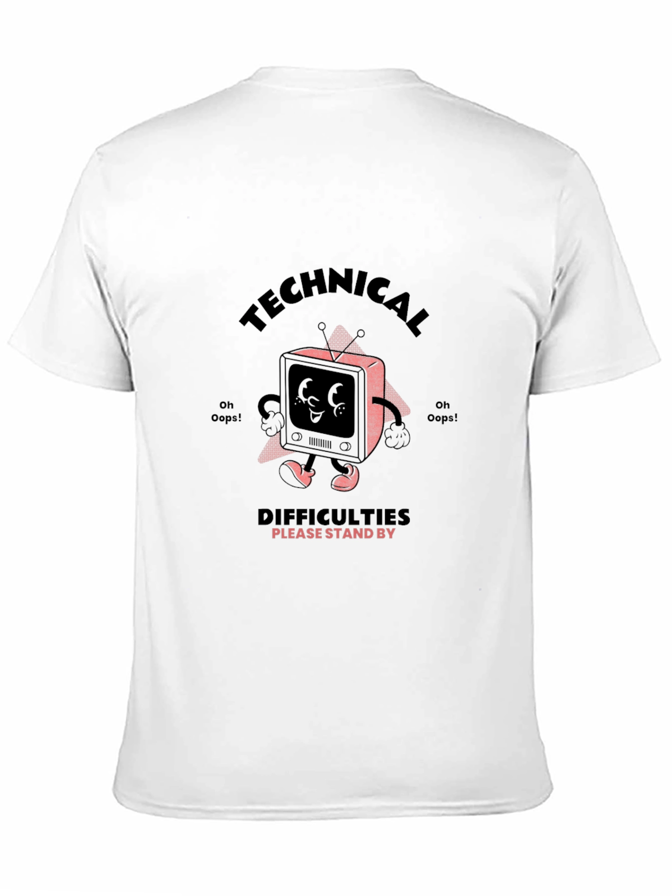 Camiseta Negra con Diseño Retro Technical Difficulties