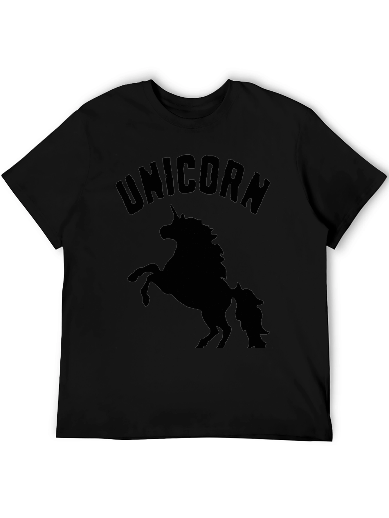 Camiseta Negra Unicornio Hombre Casual