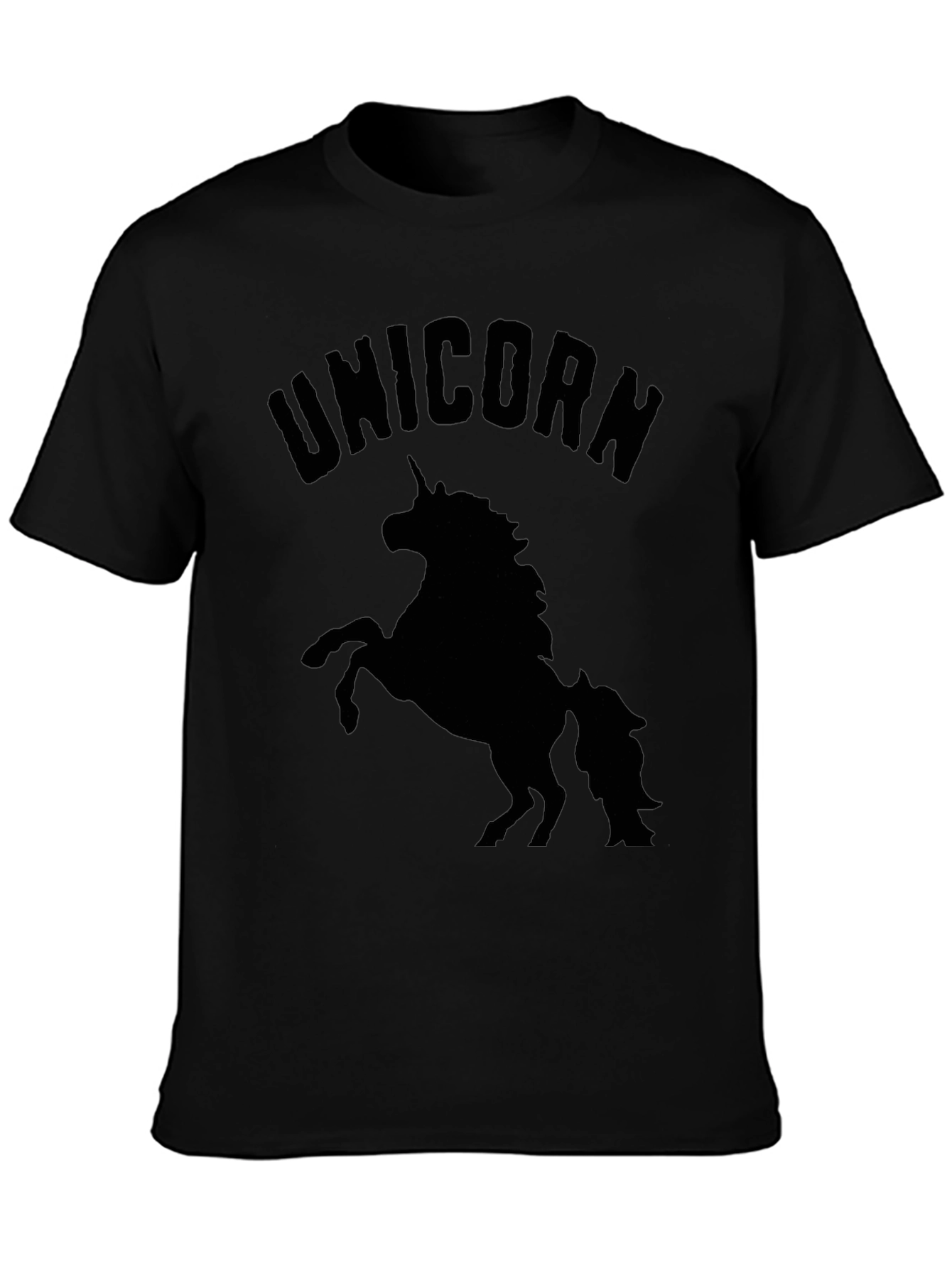 Camiseta Negra Unicornio Hombre Casual