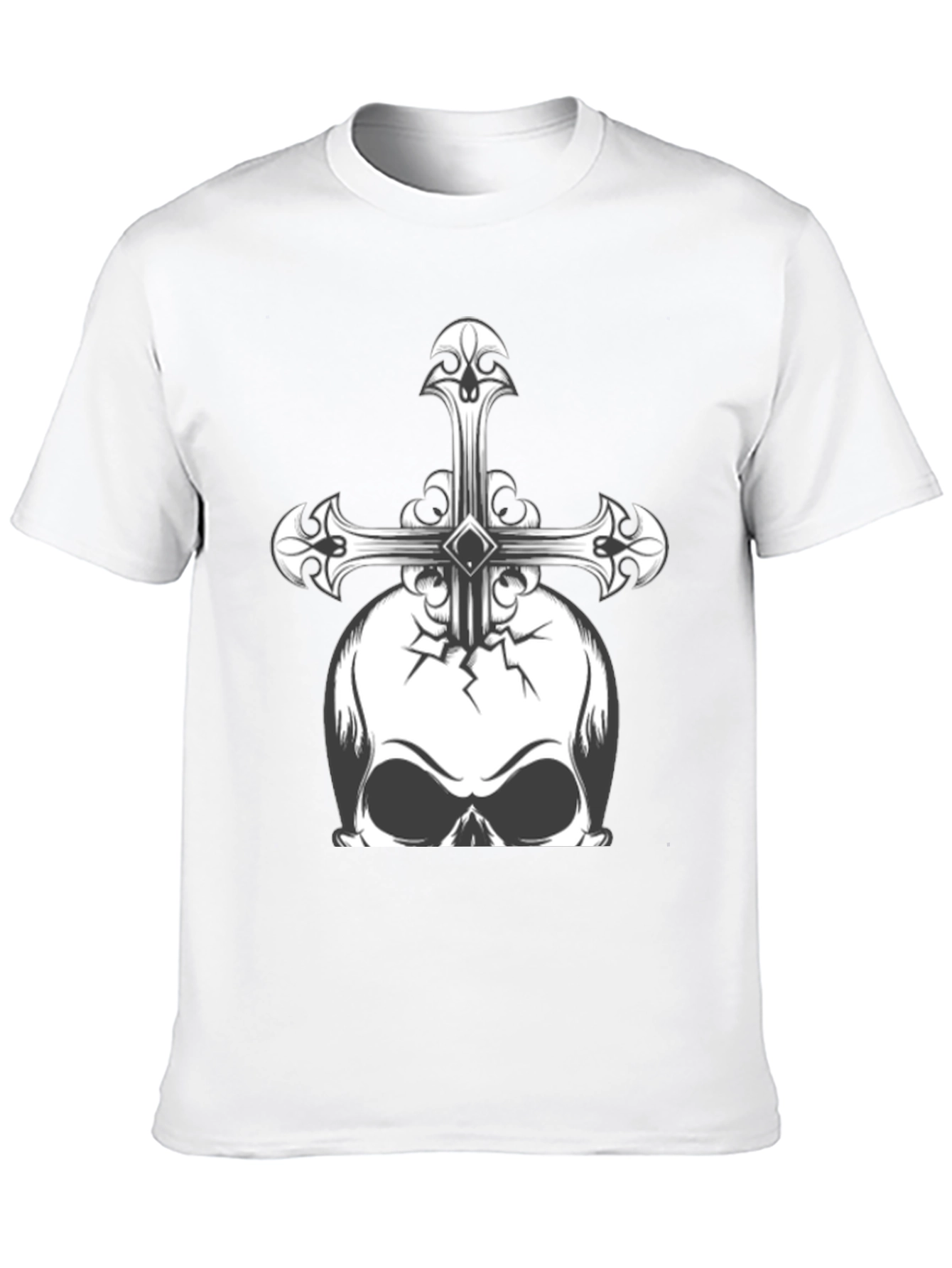 Camiseta Negra con Calavera y Cruz Gótica