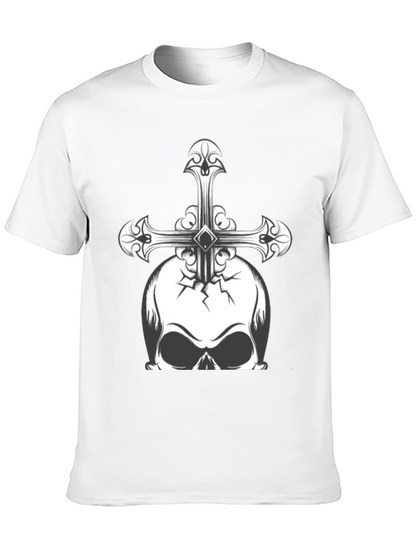 Camiseta Negra con Calavera y Cruz Gótica
