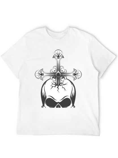 Camiseta Negra con Calavera y Cruz Gótica