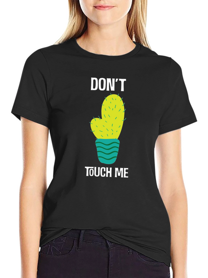 Camiseta Negra con Diseño de Cactus No me toques