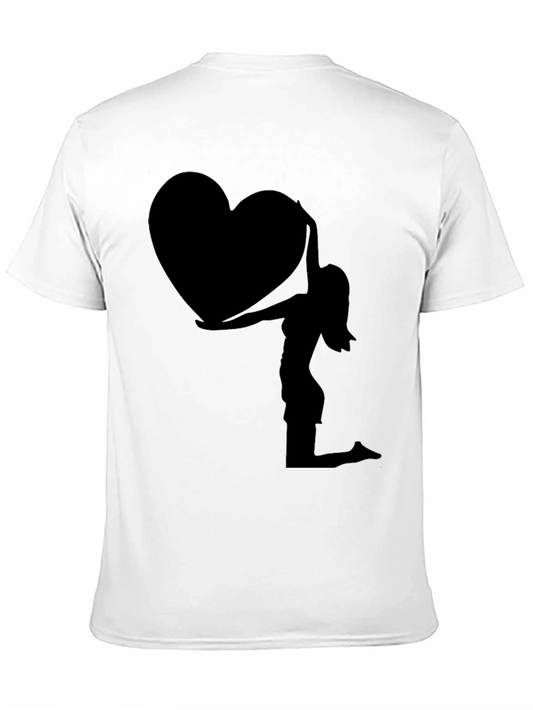 Camiseta Negra con Silueta de Mujer y Corazón