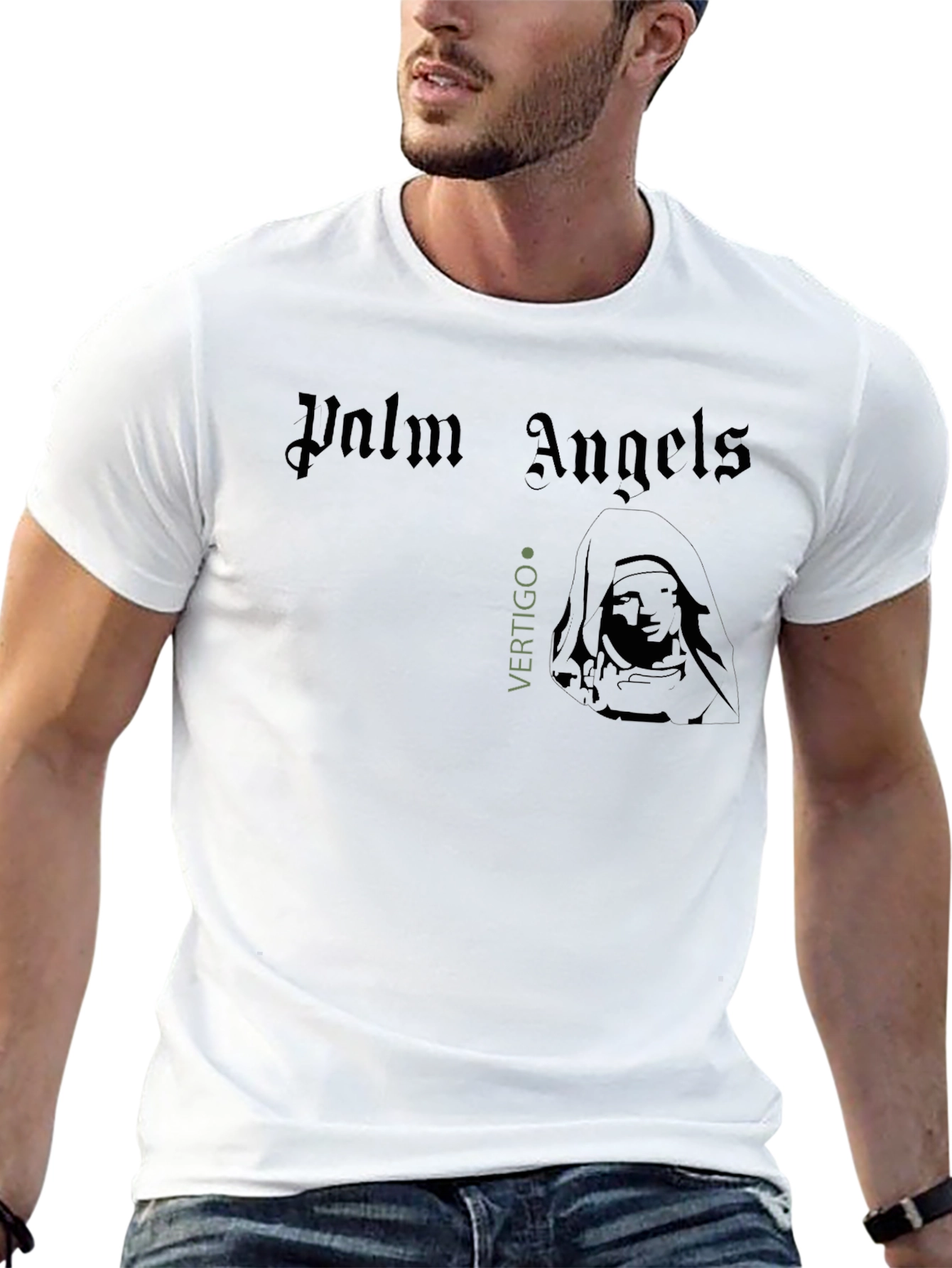 Camiseta Negra Palm Angels Vertigo Estampada
