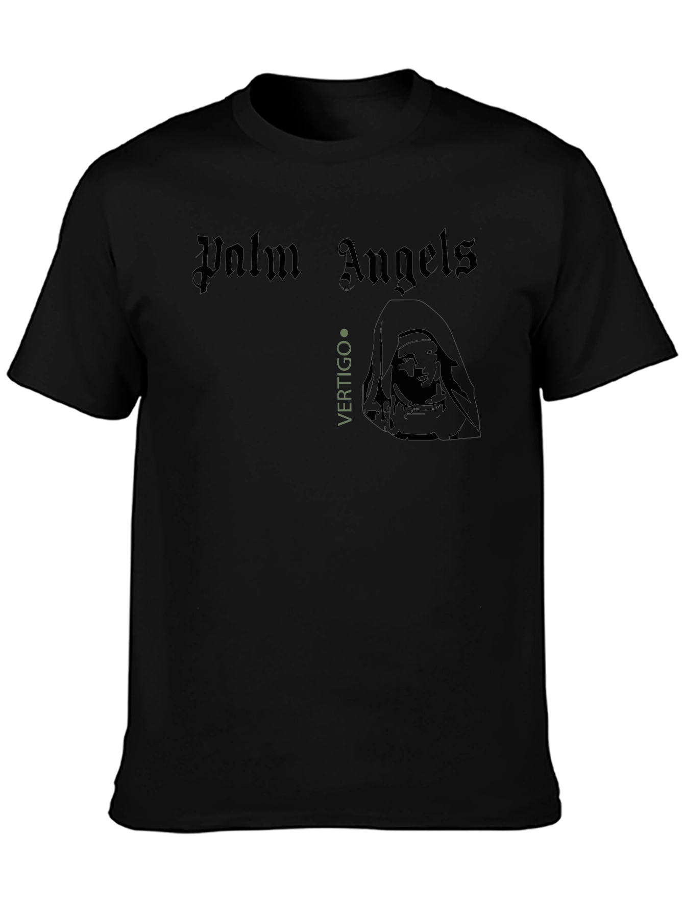 Camiseta Negra Palm Angels Vertigo Estampada