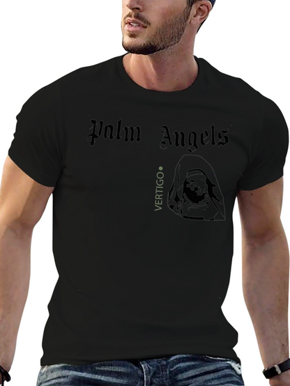 Camiseta Negra Palm Angels Vertigo Estampada