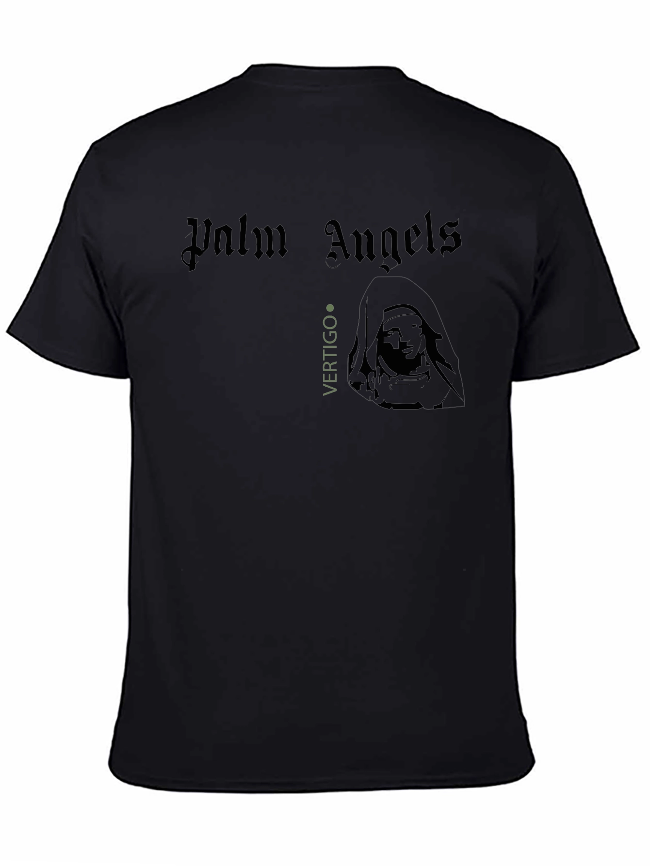 Camiseta Negra Palm Angels Vertigo Estampada