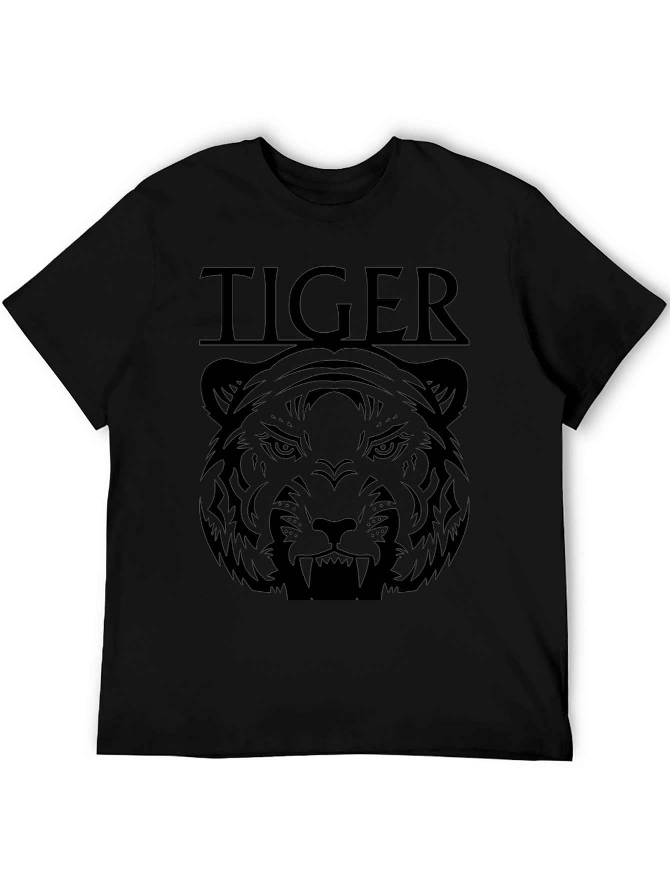 Camiseta Negra Estampada Tigre