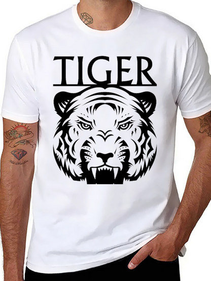 Camiseta Negra Estampada Tigre
