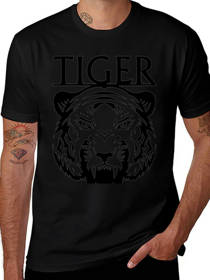 Camiseta Negra Estampada Tigre