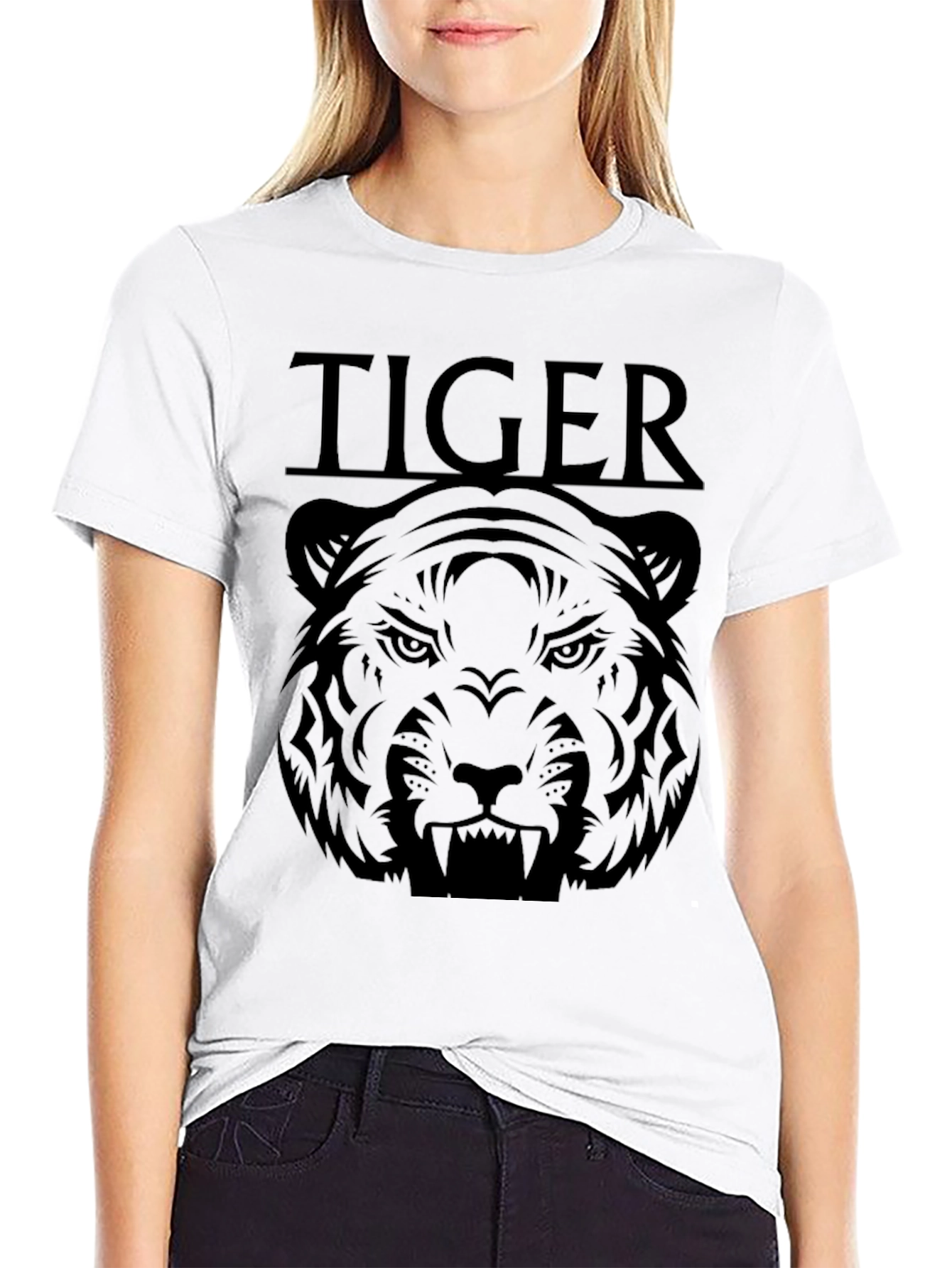 Camiseta Negra Estampada Tigre