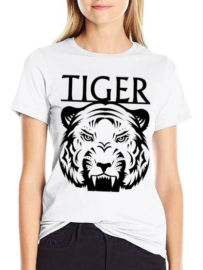 Camiseta Negra Estampada Tigre