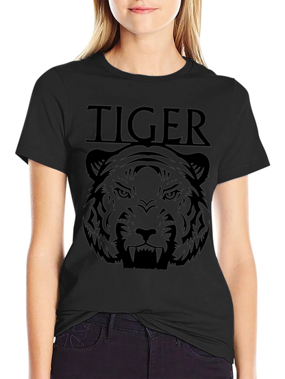 Camiseta Negra Estampada Tigre