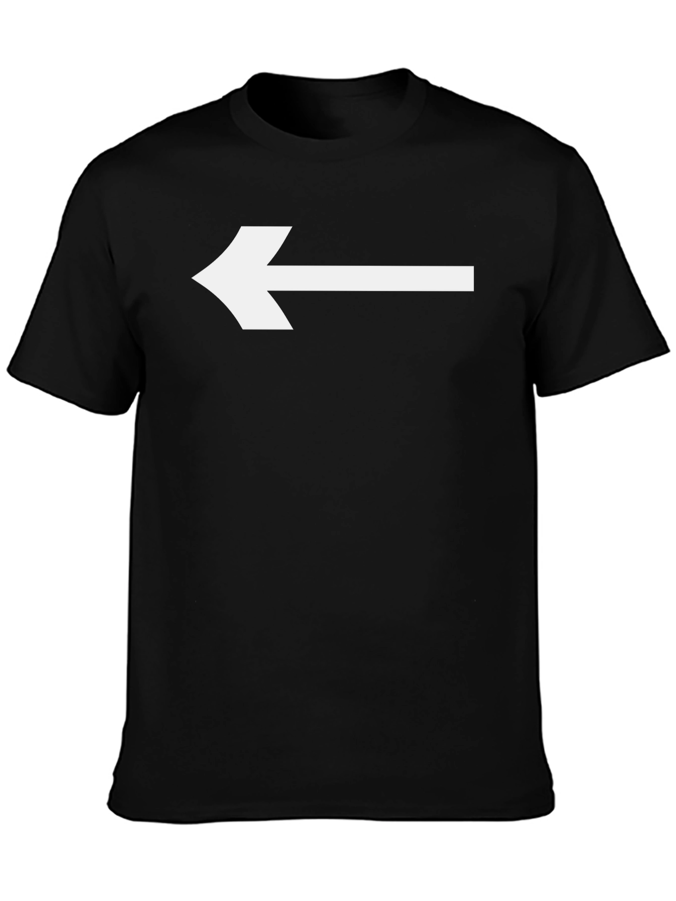 Camiseta Negra con Flecha Blanca Señalando a la Izquierda