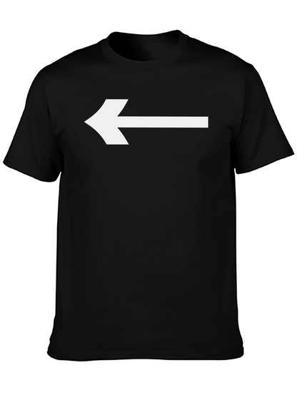 Camiseta Negra con Flecha Blanca Señalando a la Izquierda