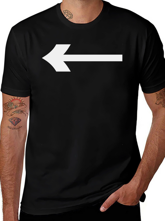 Camiseta Negra con Flecha Blanca Señalando a la Izquierda