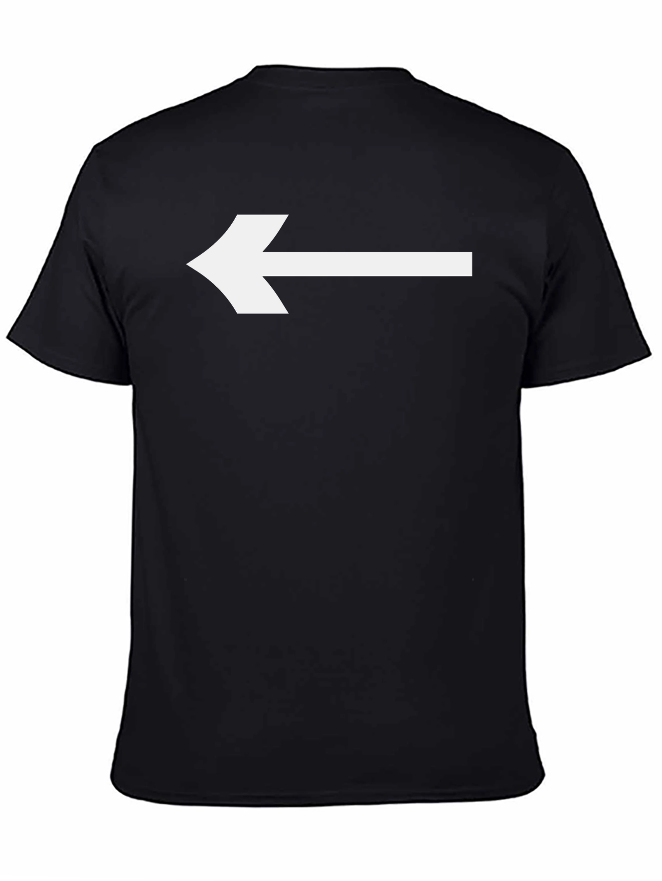 Camiseta Negra con Flecha Blanca Señalando a la Izquierda