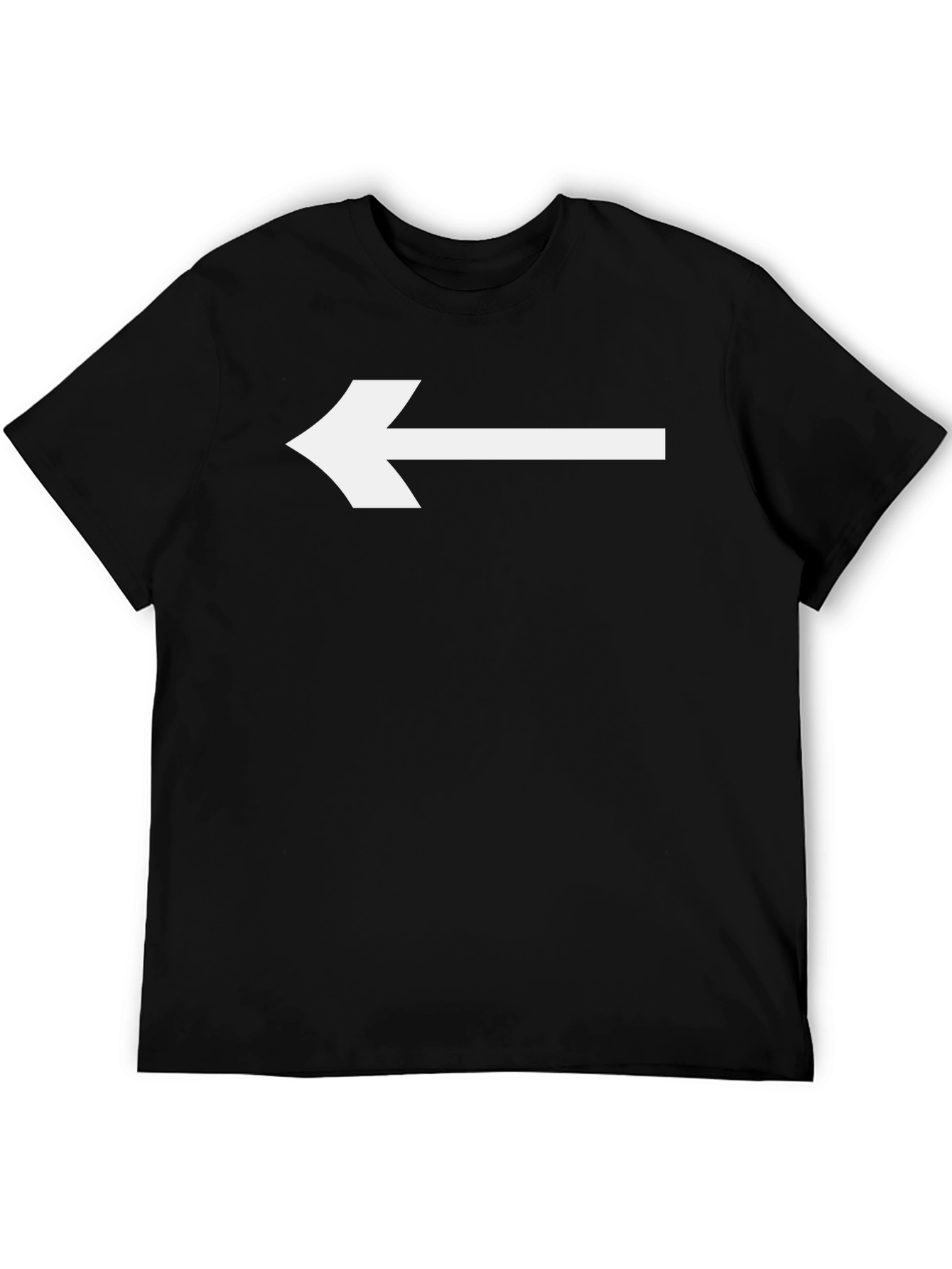 Camiseta Negra con Flecha Blanca Señalando a la Izquierda