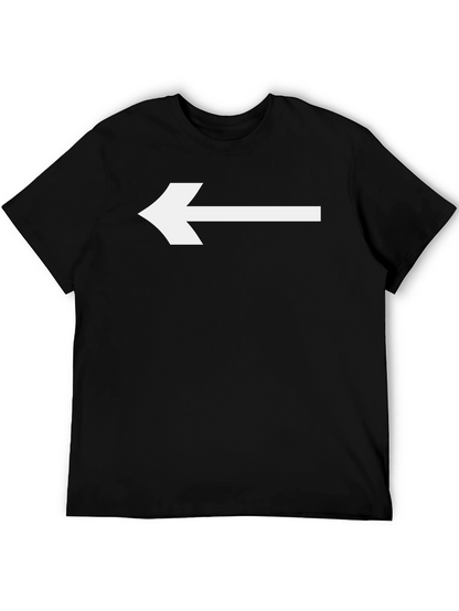 Camiseta Negra con Flecha Blanca Señalando a la Izquierda