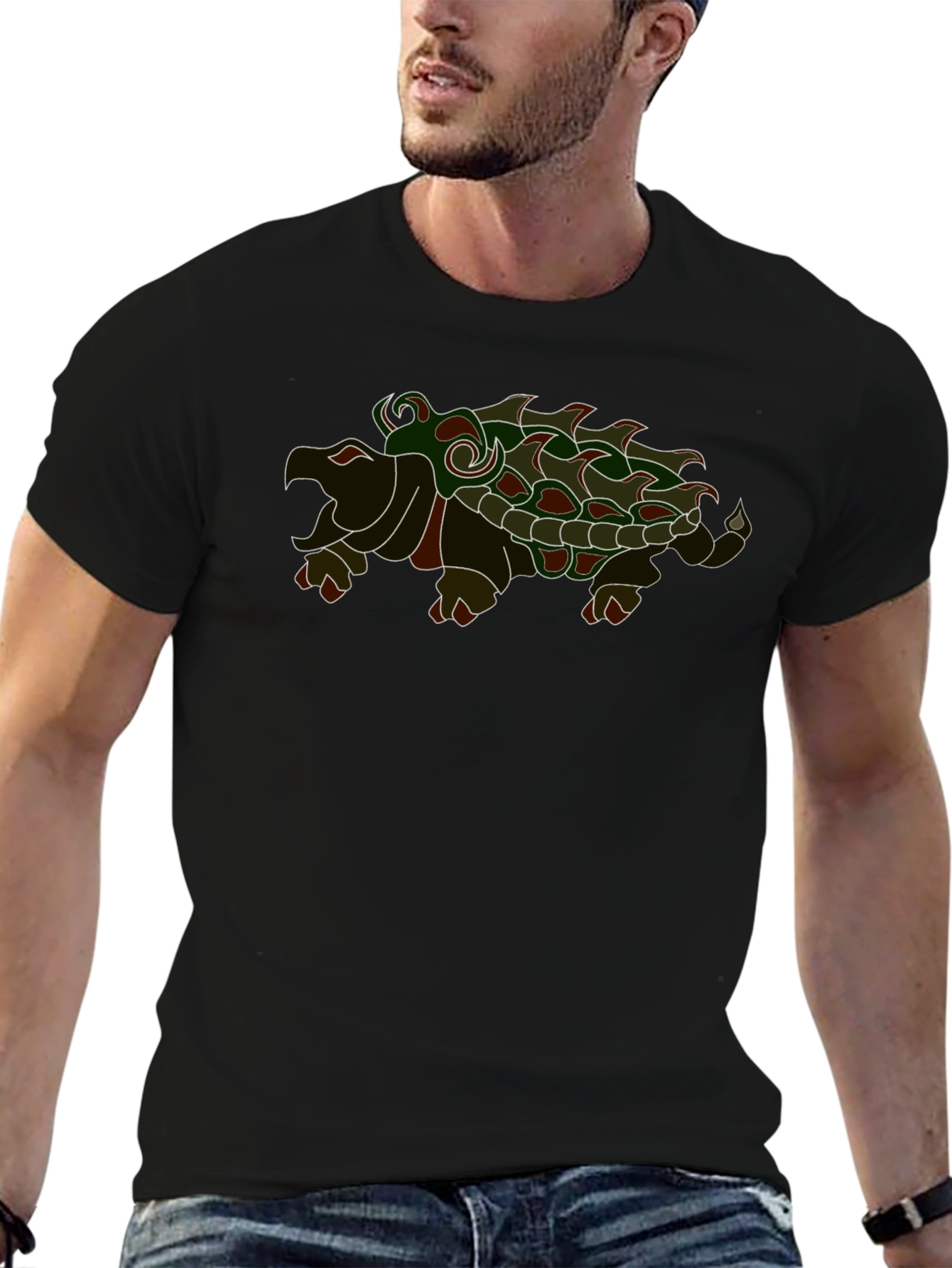 Camiseta Negra con Diseño de Tortuga Caimán