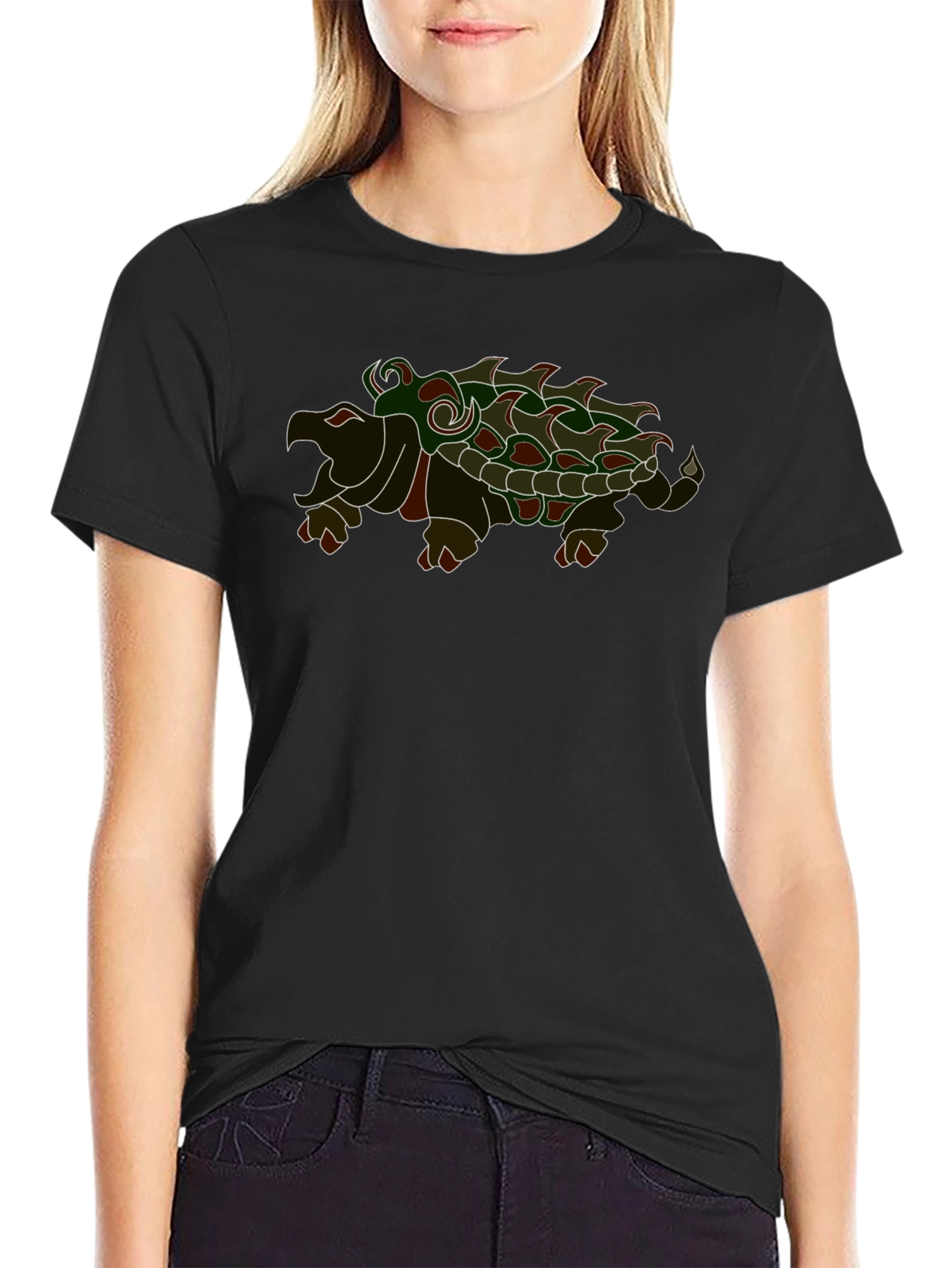 Camiseta Negra con Diseño de Tortuga Caimán