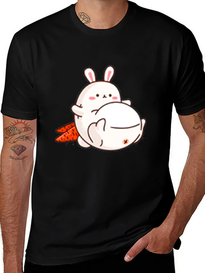 Camiseta Negra con Diseño de Conejos Adorable