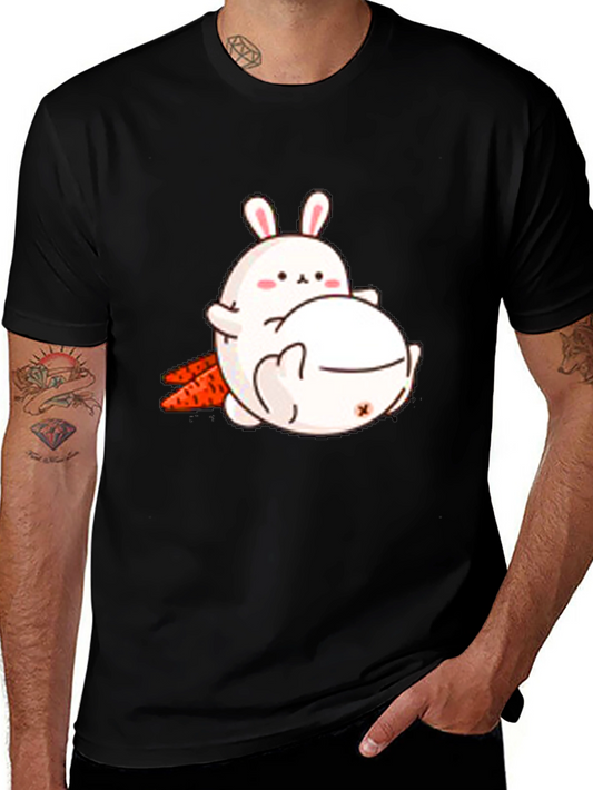 Camiseta Negra con Diseño de Conejos Adorable