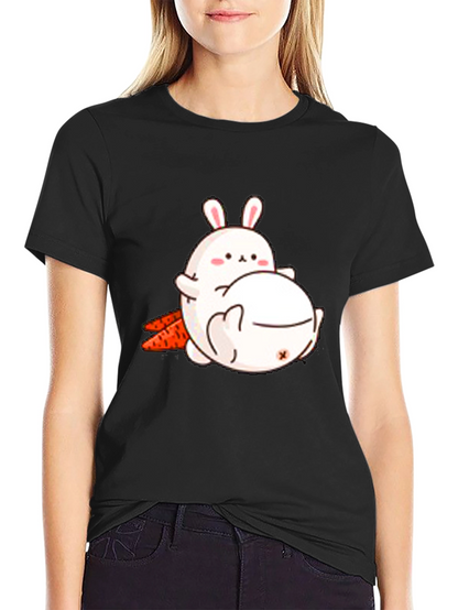 Camiseta Negra con Diseño de Conejos Adorable