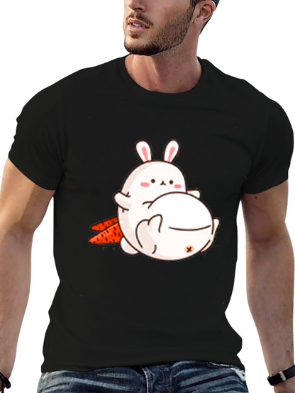 Camiseta Negra con Diseño de Conejos Adorable