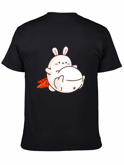 Camiseta Negra con Diseño de Conejos Adorable