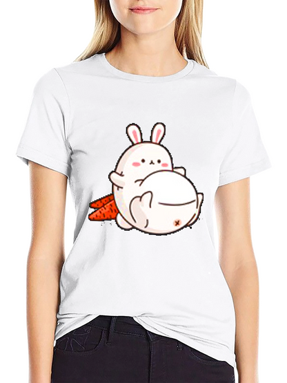 Camiseta Negra con Diseño de Conejos Adorable
