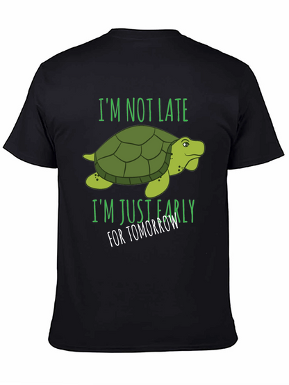 Camiseta Negra con Diseño de Tortuga Divertida