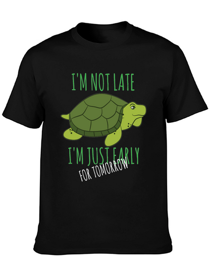 Camiseta Negra con Diseño de Tortuga Divertida