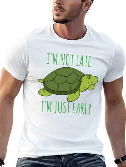 Camiseta Negra con Diseño de Tortuga Divertida