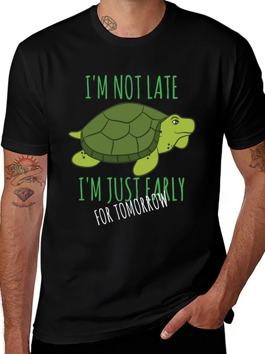 Camiseta Negra con Diseño de Tortuga Divertida