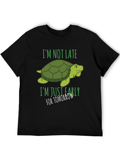 Camiseta Negra con Diseño de Tortuga Divertida