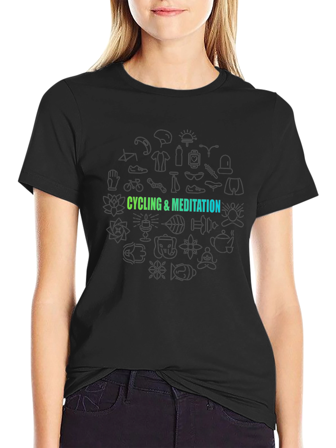 Camiseta Negra Ciclismo y Meditación