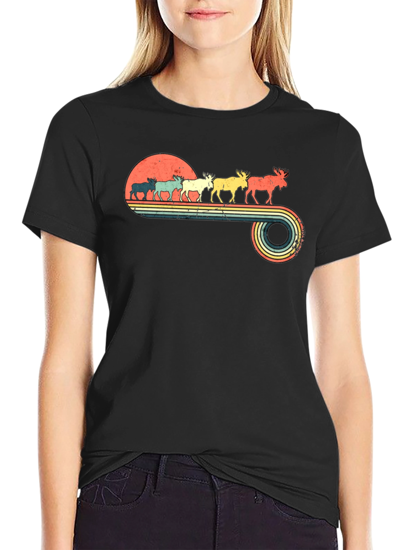 Camiseta Retro con Diseño de Alces