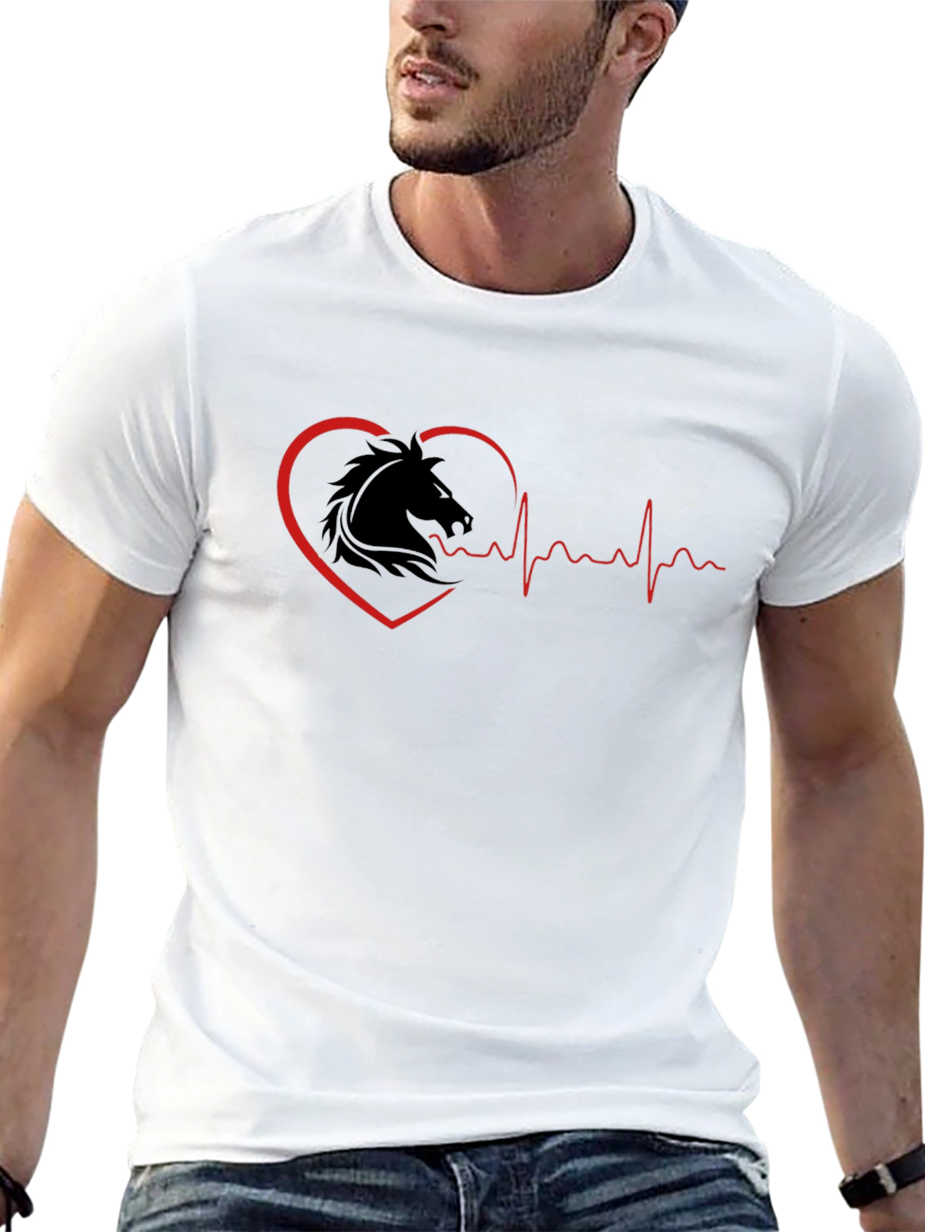 Camiseta Negra Corazón Ecuestre