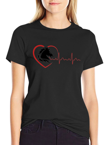 Camiseta Negra Corazón Ecuestre