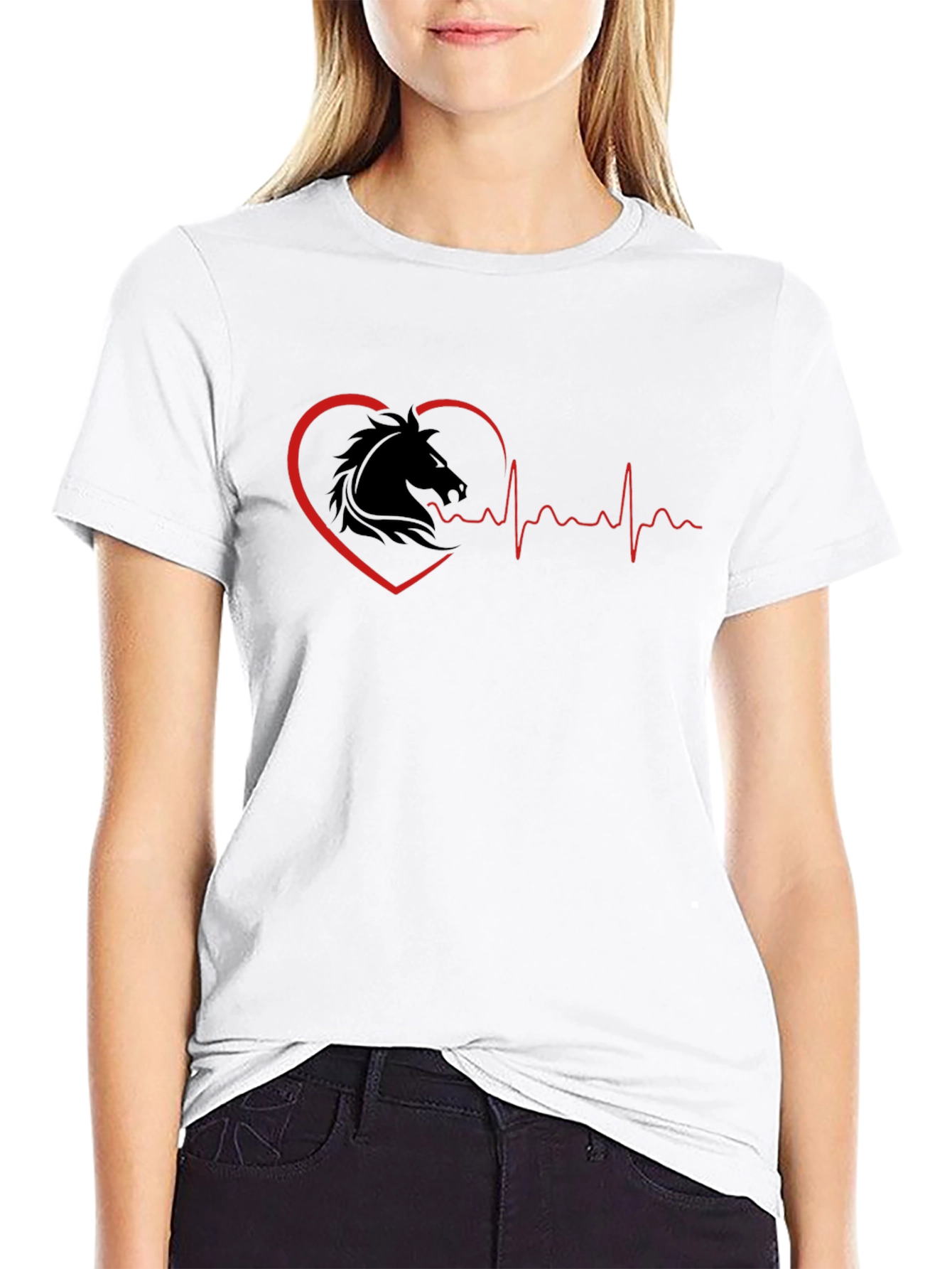 Camiseta Negra Corazón Ecuestre