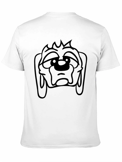 Camiseta Negra con Estampado de Cara de Perro Triste