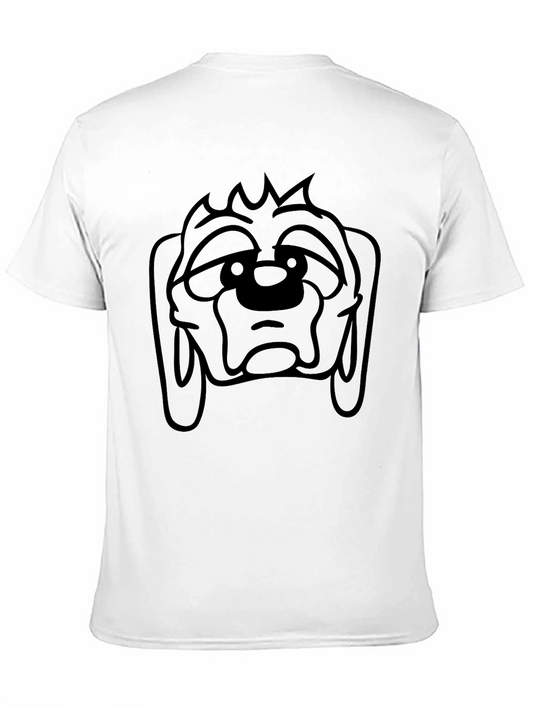 Camiseta Negra con Estampado de Cara de Perro Triste