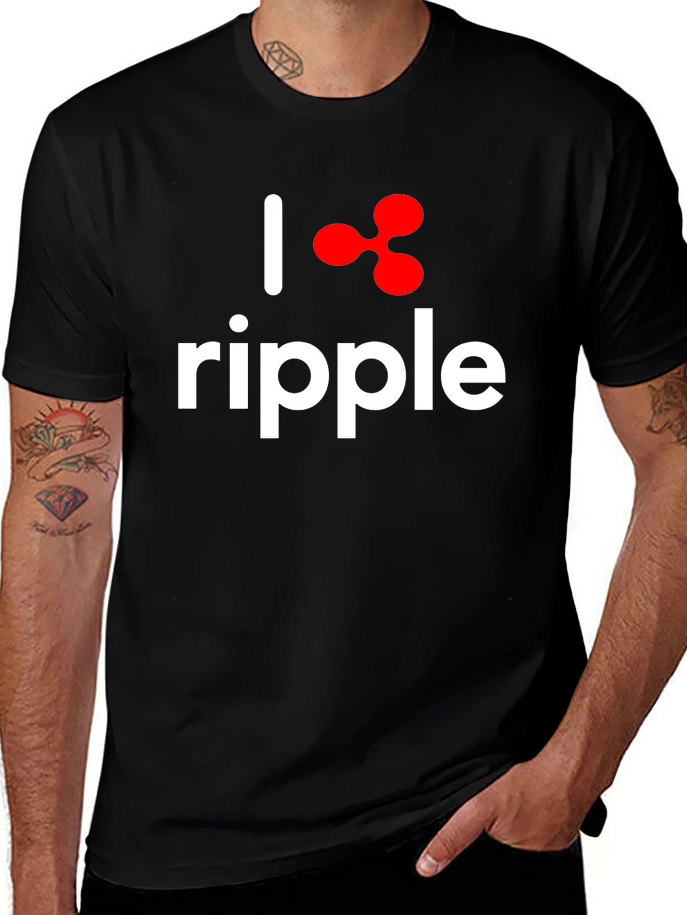 Camiseta Negra I ❤️ Ripple Algodón Suave Unisex