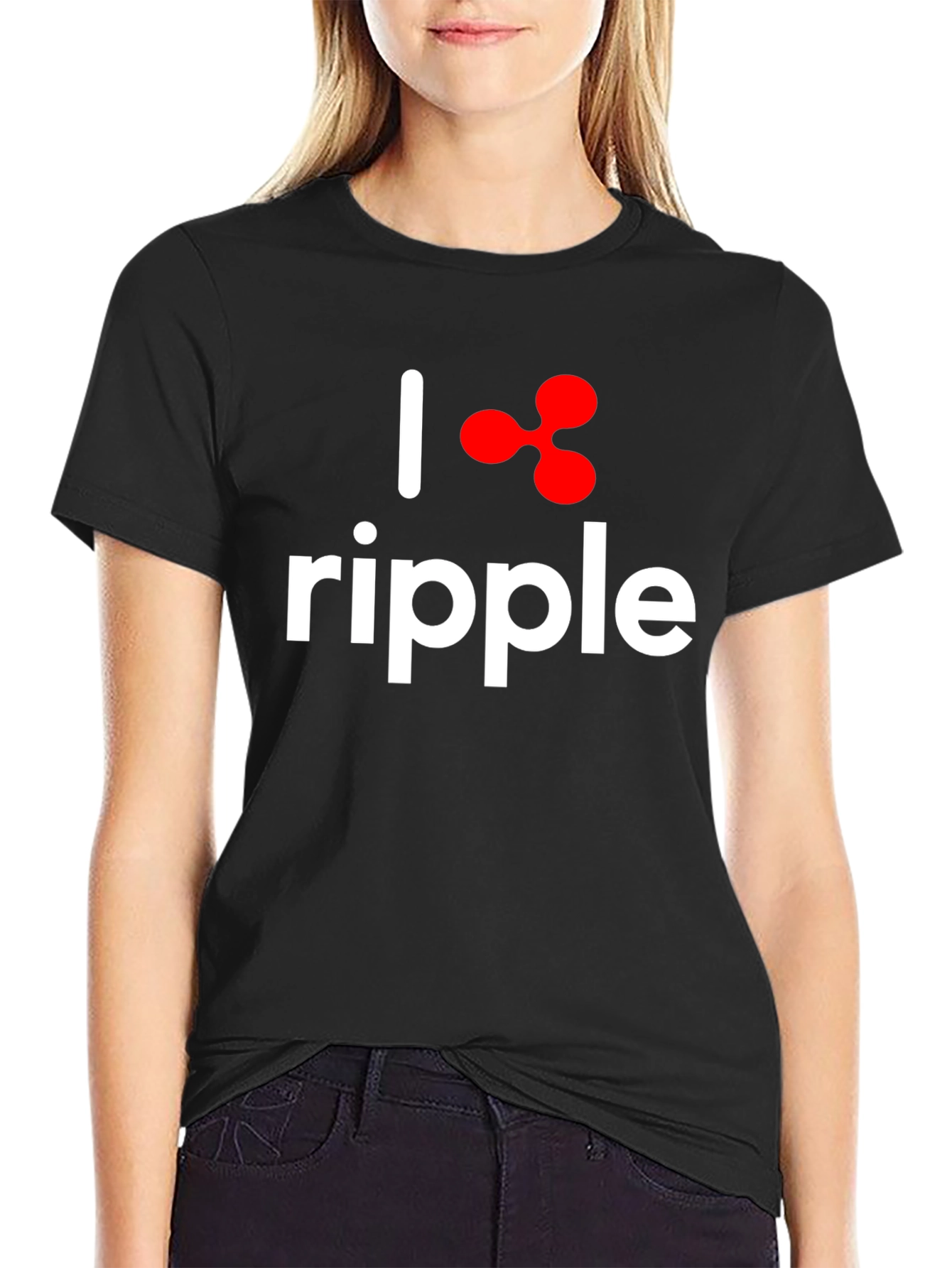 Camiseta Negra I ❤️ Ripple Algodón Suave Unisex