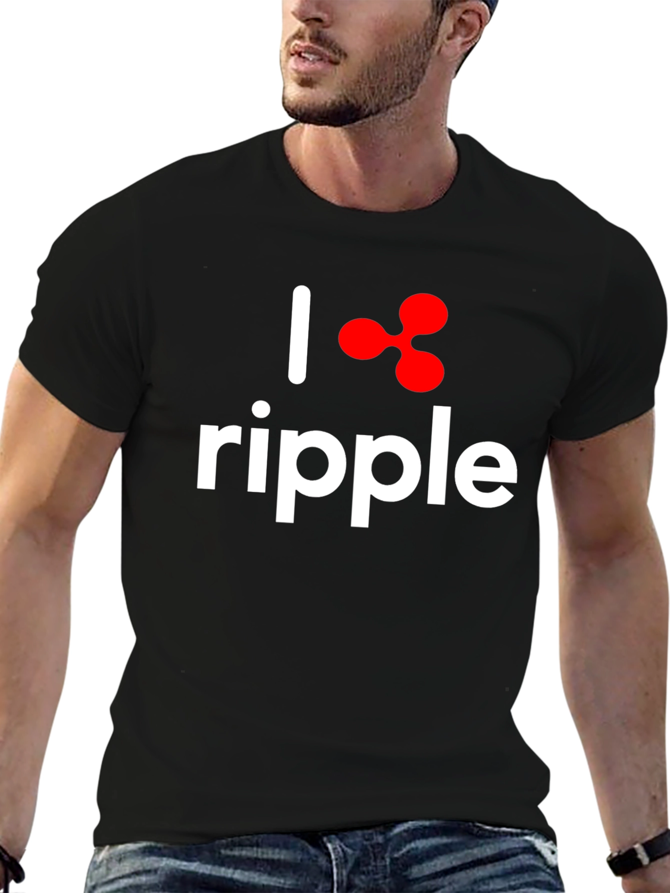 Camiseta Negra I ❤️ Ripple Algodón Suave Unisex